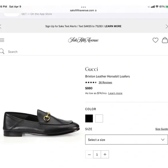 GUCCI BRIXTON LEATHER HORSEBIT LOAFERS WITH BOX - Picture 8 of 13